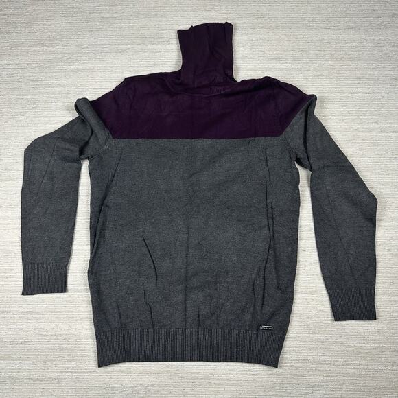 Calvin Klein Sweater Womens Medium M Long Sleeve Turtleneck Knit Purple Gray - Picture 1 of 11